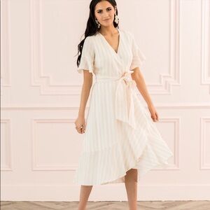 Rachel Parcell Ruffle Striped Wrap Dress XS